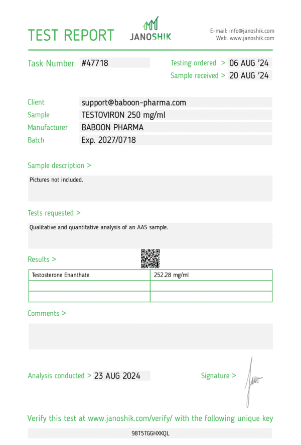 Testosterone Enanthate 250mg - Baboon Pharma - Image 4