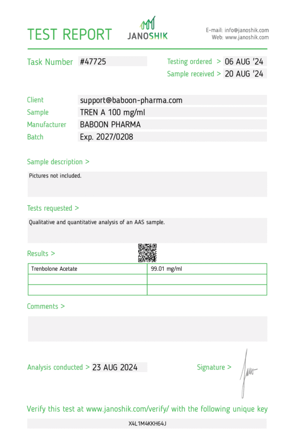 Trenbolone Acetate 100mg - Baboon Pharma - Image 2
